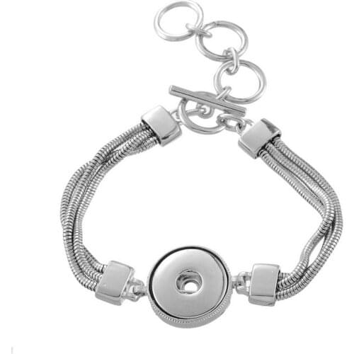 Fashion snake chain flexible metal Snap bracelet 24cm fit 18MM snap buttons jewelry wholesale SG0041