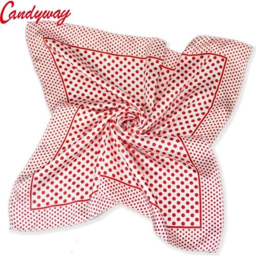 50x50cm Fashion Printed scarf Silk Head neckerchief Red Dots for Ladies Women Baby elegent Accessorie Headscarf bb297