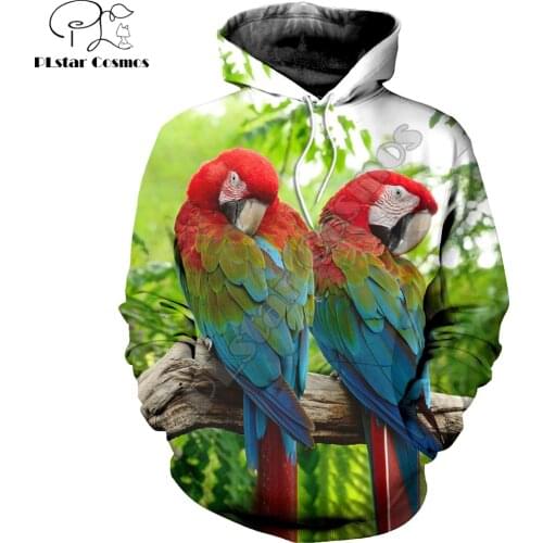 Animal Beautiful Parrot 3D Printing Mens Hoodie Fashion Casual Hooded Sweatshirt Street style Autumn Unisex hoodies KJ699