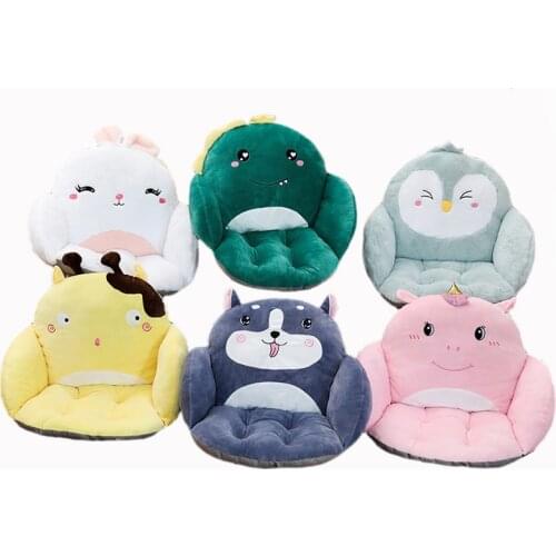 Cartoon Animal Soft Crystal velvet Plush Chair Cushion Bunny Unicorn Caw Husky Penguin sofa Surround Home Car Decor Dropshipping