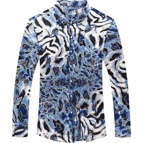 New Male Silk Shirts Casual Mens Long Sleeve Satin Silk Dress Shirt Leopard Silk Clothes Free Shipping