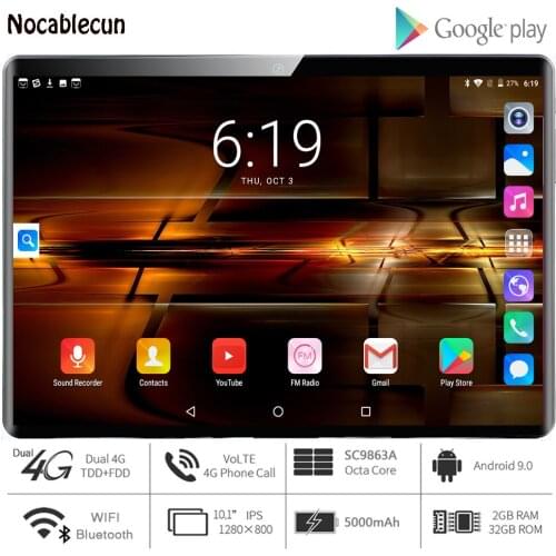 Newest tablet pc 10 inch 8 core RAM 2GB+32GB ROM 4G LTE smartphone android 9.0 GPS WIFI 1280*800 IPS Tablets 10"