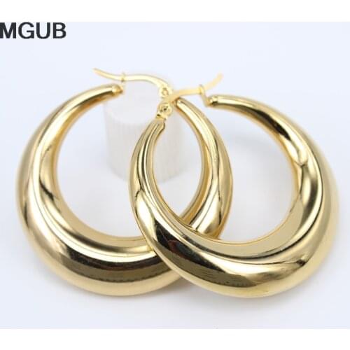 New Style 2020 Wholesale smooth Exquisite Big Circle Hoop Earrings for Women Girl Wedding Party Stainless Steel Jewelry SL020