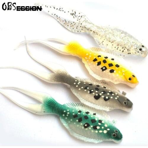 OBSESSION Flatfish soft lure 13cm 8g 2pcs Topwater Silicone Fishing Lure Soft bait Flounder Swim Tail Open Fork fishing tackle