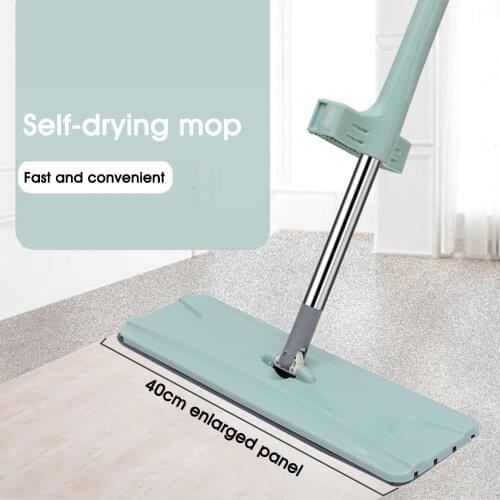 Microfiber Flat Mop Hands-free Wet/Dry Floor Cleaning Mop with 2 Reusable Mop Pads for Home House Office