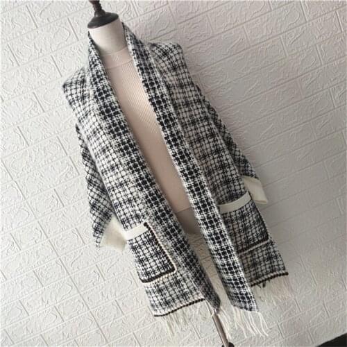 Poncho Cape Autumn Winter Can Wear Shawl Scarf Dual-use Plaid With Sleeves All-match Thick Tassel Cloak Female luxury brand