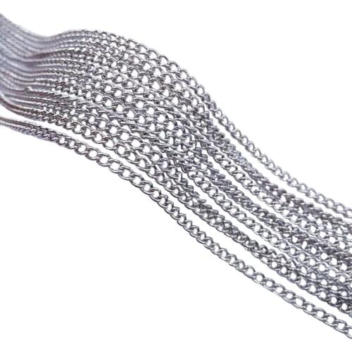 Rhodium Plated 100m 2x3mm 3x4mm Encryption Curb Chains Metal Link Chain Findings for Jewelry Making ECC-04