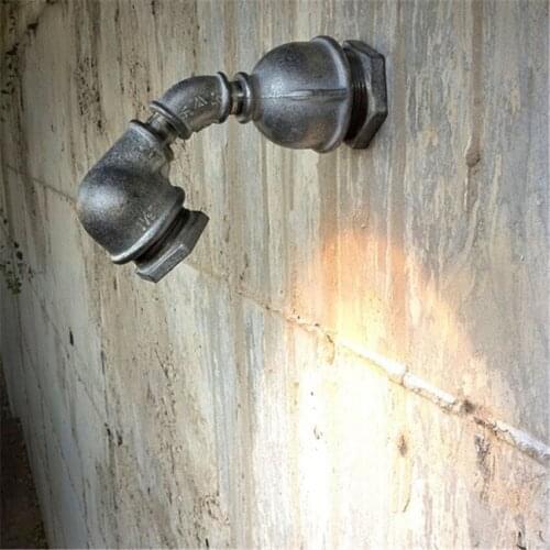 Silver water pipe LOFT iron wall lamps living room retro industrial lamp background clothing store sconces lights fixtures