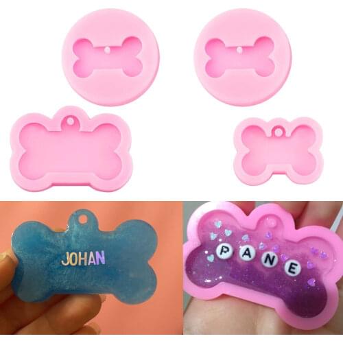 DIY Dog Tag Bone Shaped Keychain Casting Silicone Mould Epoxy Resin Mold for Key Chain Pendant Jewelry Making Aromatherapy Molds