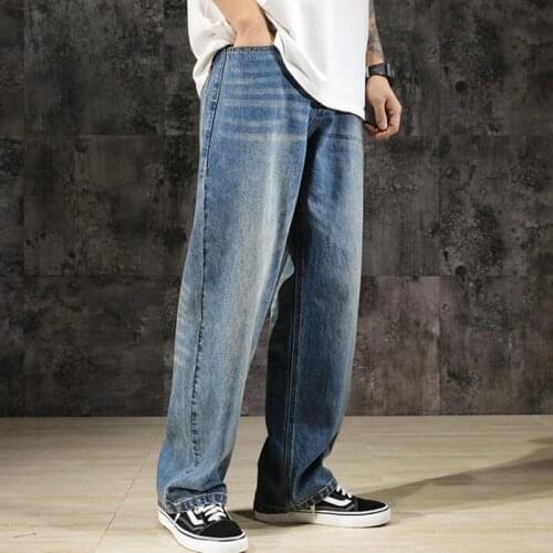 Loose straight jeans men and draping sense Japanese department retro nostalgic mens large pants