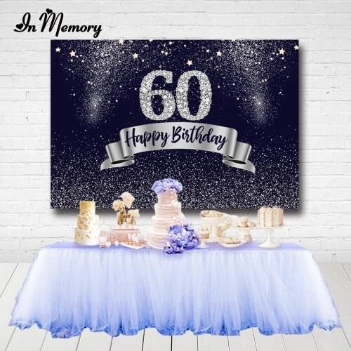 Dark Blue And Silver Shiny Glitter Birthday Party Backdrops For Adult Little Stars Man Woman Photography Backgrounds Customized