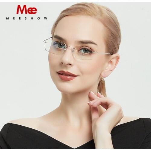 Titanium glasses frame womens Rimless ultralight ground glasses men women eyeglasses screwless Prescription Glasses 8505