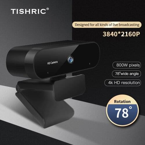 TISHRIC HD Webcam 4K Autofocus Webcam For Pc Web Camera With Microphone For Pc Live Videoconferencing Gameing Broadcast
