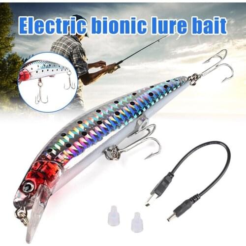 Super hot Life-like Vibrating Electric Fishing Lure with USB Rechargeable and LED light for nightASD88