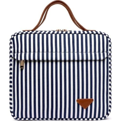 Striped Handbag Large-capacity Cosmetic Storage Bag Multi-compartment Portable Female Bag Toiletry Bag