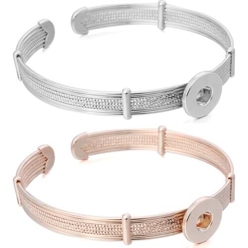 Snap Jewelry Rose Gold Color Stainless Steel Bracelets Snap Bracelet Bangles Fit 12mm Snap Button Jewelry Snap Cuff Bracelet