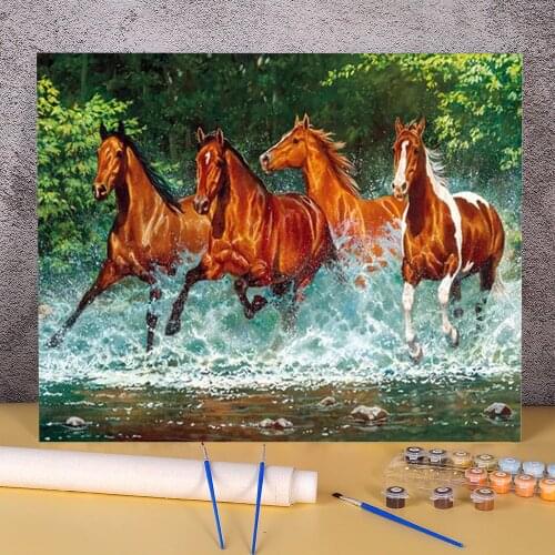 Animal Horse Flower Paint By Numbers Package Oil Paints 40*50 Picture By Numbers Photo Loft Picture For Children For Art