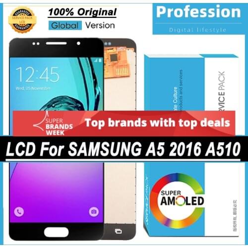 100% Original 5.2'' AMOLED Display for Samsung Galaxy A5 2016 A510 A510F LCD Touch Screen Digitizer Assembly Repair Parts