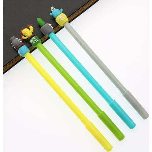 4 Pieces/Sets Of 0.5mm Cartoon Plant Pot Plant Feather Pen Gel Pen Cute Gel Student Stationery Gift Pen
