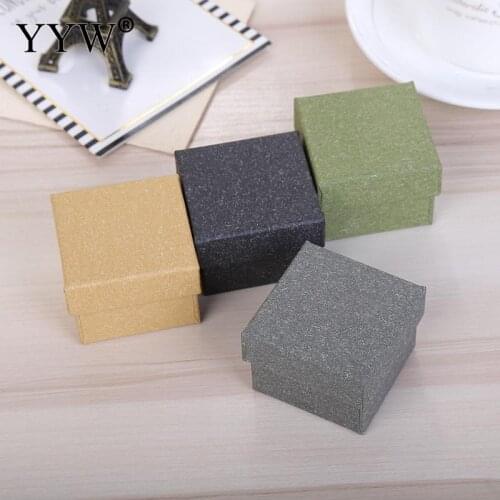 50pcs/Lot Hot Sale Square Paper Couple Ring Box Fashion Gift Boxes With Sponge Packaging 50x50x35mm Ring Jewelry Packaging