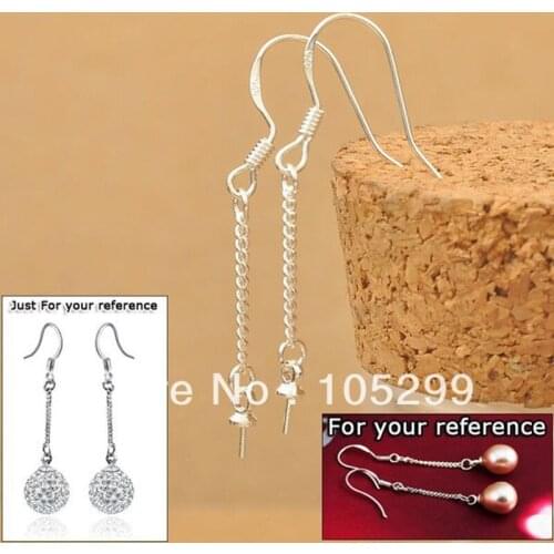 50pcs 925 Sterling Silver Long Chain Hook Earring DIY Making Chain Rolo Long line Earring Ear Wire Hook Free Shipping