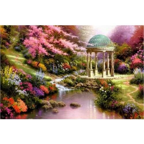 5D diamond courtyard landscape drawing diamond art kit DIY full drill embroidery hydrangea home wall decorative art