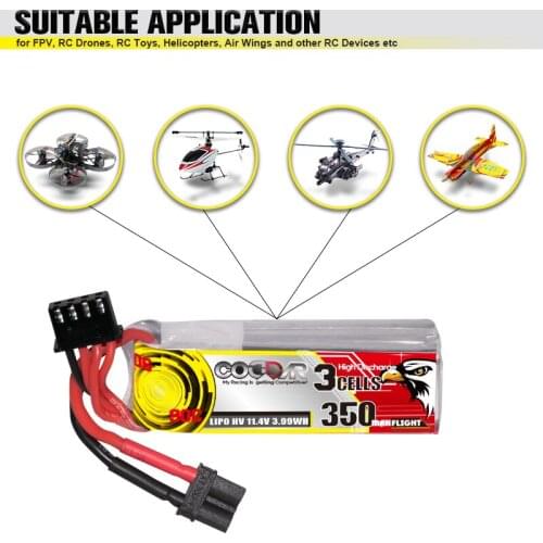 CODDAR 11.4V 350mAh 90C LiHV 3S Lipo Battery With XT30 Plug For Cux3 BetaPFV Beta95X Brushless Rc Quadcopter FPV Drone Parts