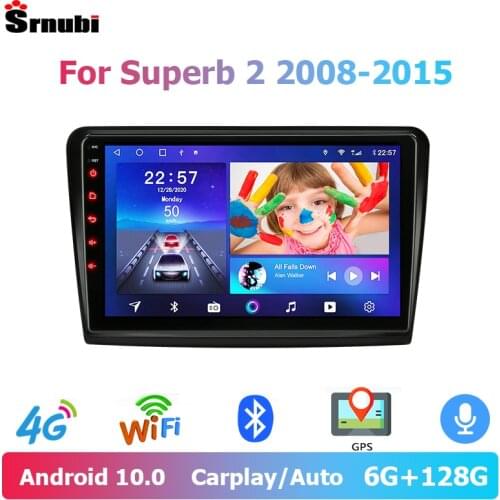 Srnubi Android 10 Carplay Auto Car Radio Multimedia Video Player for Skoda Superb 2 B6 2008-2015 Navigation GPS 2 Din Stereo DVD