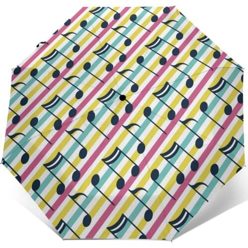 Automatic Umbrella Colorful Music Notes three-fold umbrella women men rain umbrella