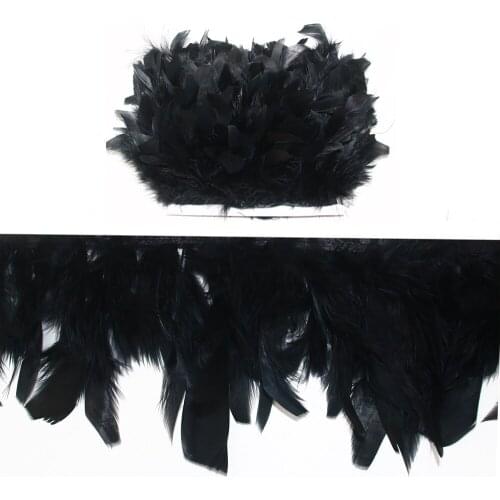 Black Turkey Feathers Plume Trims for Needlework Clothing Party Decorative 8-12cm DIY Natural Feathers for Crafts