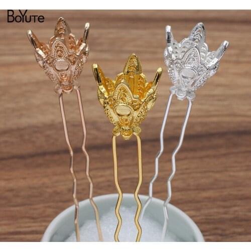 BoYuTe (5 Pieces/Lot) 21.5*16MM Metal Alloy Flower Hairpins Hair Fork Diy Handmade Vintage Hair Accessories