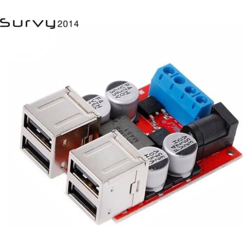 DC-DC Vehicle Charging Board 8V-35V 5V 8A Power Supply Depressurization Module 4 port USB Output mobile Charger Car