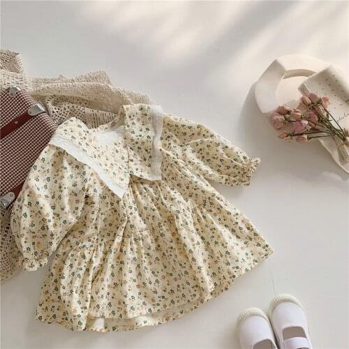 Childrens dress 2021 autumn girls' Korean baby Floral Dress kids dresses for girls