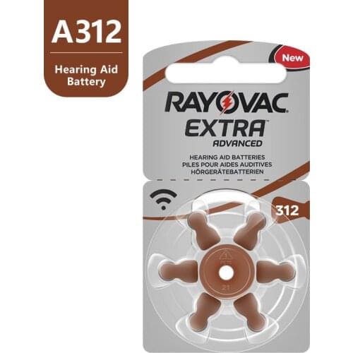 60 PCS Rayovac Extra Zinc Air Hearing Aid Batteries A312 312A ZA312 312 PR41 Hearing Aid Battery A312 For Hearing Aid