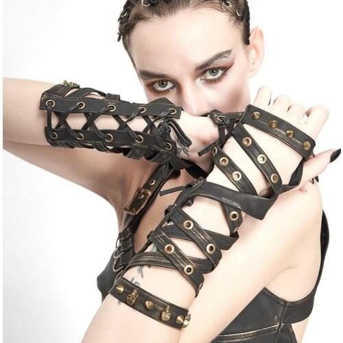 European and American ladies punk gloves, retro belt, cuffs, arm protection, is the stage performance props cosplay long decorat