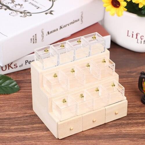 Hot sale 1Set 1:12 Dollhouse Miniature Cabinet Candy Vegetable Display Cabinet Decor