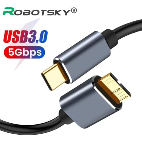 USB Type C To Micro B 3.0 Cable 5Gbps 3A Fast Data Sync Cord Adapter Mobile Hard Drive Data Cable For Macbook Hard Drive Type-C