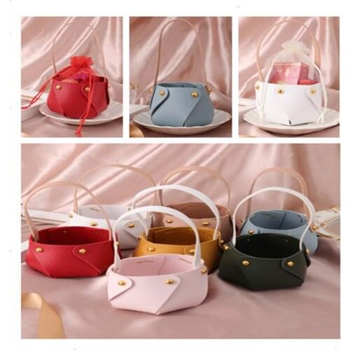 Kawaii Creative Handbags Baskets Leather Gift Box Party Wedding Activities Flower Candy Scarf Jewelry Package Cases