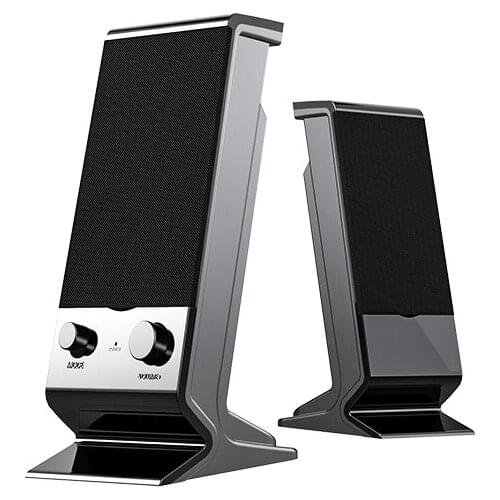 SADA V-112 Computer Speakers, 3.5mm USB Powered Subwoofer PC Speakers for Desktop Laptop Notebook, Pack of 2 (Orange)