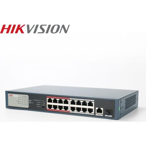 HIKVISION PoE Switch DS-3E0318P-E/M Unmanaged 16 ports 10/100 Mbps Uplink 1000M for 16CH NVR and CCTV IP Cameras 802.3at 802.3af