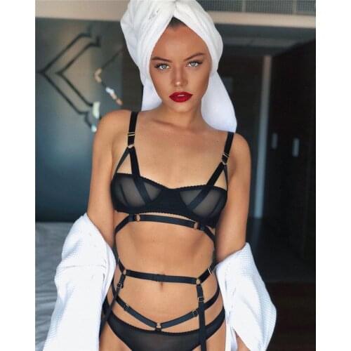 Sexy lingerie set Bodysuits manufacturer factory with high quality lace mesh stitching with steel ring