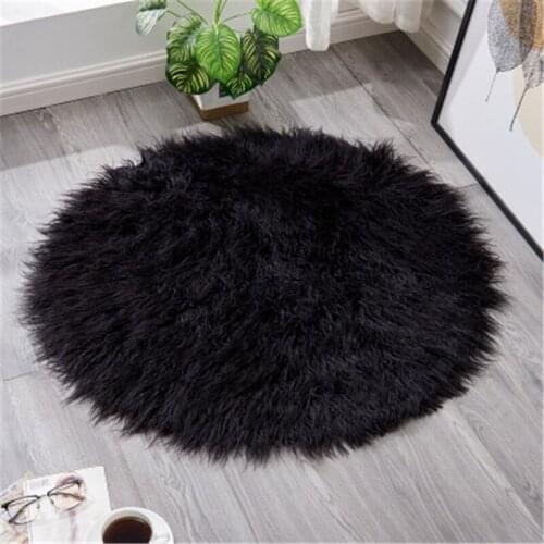 9 Size Round Rug Carpets Living Room Solid Long Plush Area Carpet Faux Fur Sheepskin Shaggy Rugs For Home Bedroom Decorative