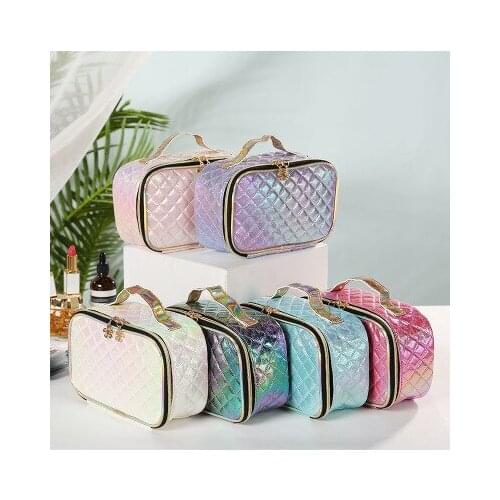 Pu Color plaid Multifunction Travel Cosmetic Bag Women Makeup Bags Toiletries Organizer Waterproof Female sStorage Make Up Cases