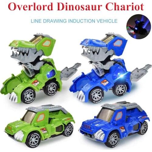 Multifunctional Music and Lighting Robot Can Automatically Transform Dinosaur Model Inertial Sliding Electric Kids Toy Car Gift