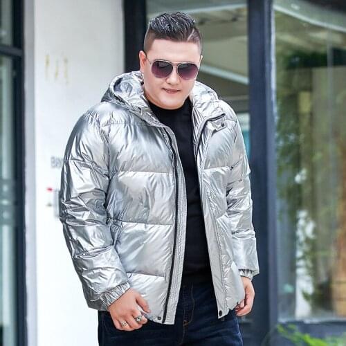 Mens Winter Black Sequined Coat Mens Large Size 9XL 10XL Coat Mens Hooded Coat Winter Jacket