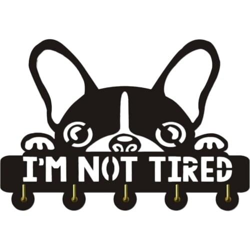 Boston Terrier Shape Kitchen Door Wall Hook I'M Not Tired Dogs Wooden Hook Pug Hanger Wall Mounted Keys Pockets Holder