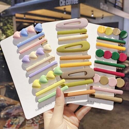 New Fashion Simplicity Acrylic Geometric Hair Clips Set For Women Headband Sweet Hairpins Girls Barrettes Hair Accessories Set