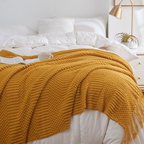 Blanket Cotton Thread Blanket Nordic Simple Solid Color Air Conditioning Blanket Fashion Sofa Office Nap Blanket Home Decoration