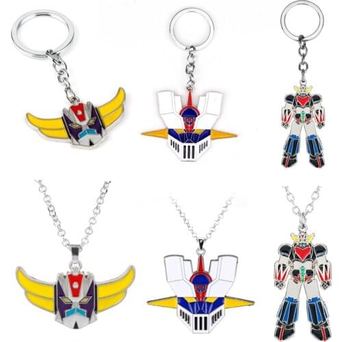 Cartoon Anime Mazinger Z Pendant Necklace UFO Grendizer Robot Enamel Metal Link Chain Necklace Fashion Jewelry Charm Necklaces