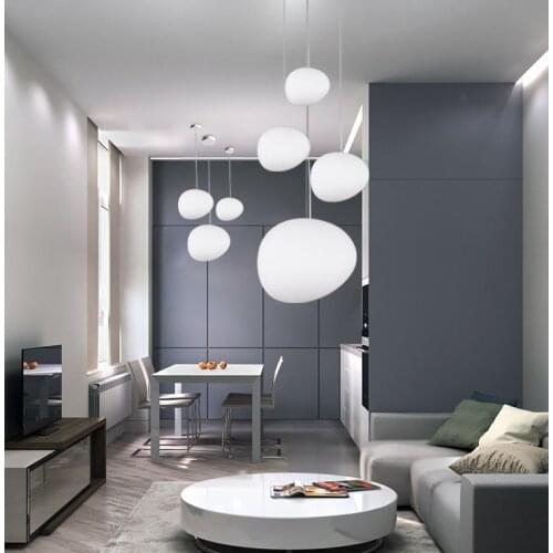 Cobblestone Pendant Lights Nordic Designer Living Room Dining Room Personalized Glass Pendant Lamp Kitchen Lights Hanging